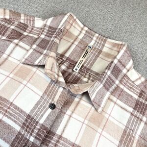Kuhl Plaid Flannel Shirt Women's M Beige/Brown Gorpcore Outdoors Hiking Casual